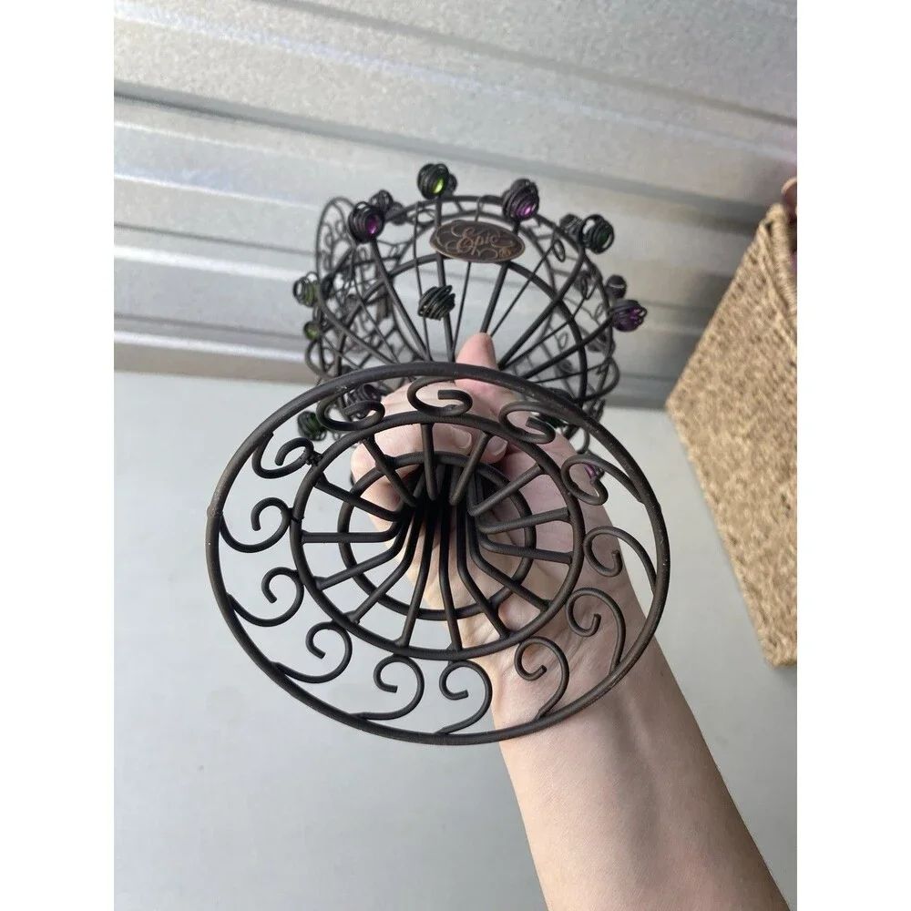 Epic Products Wine Glass Cork Cage Holder Metal Wire Purple Green Beads